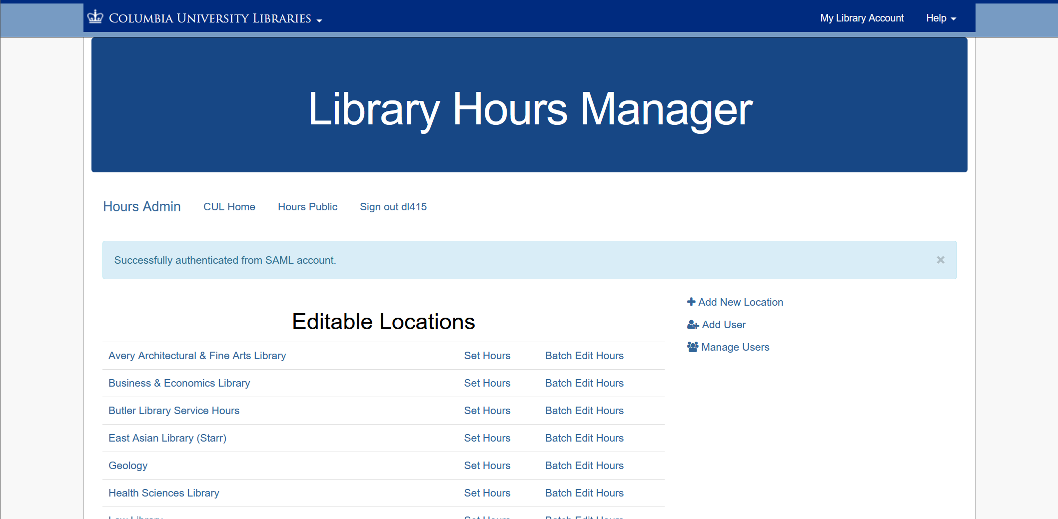 Screenshot: Hours Manager